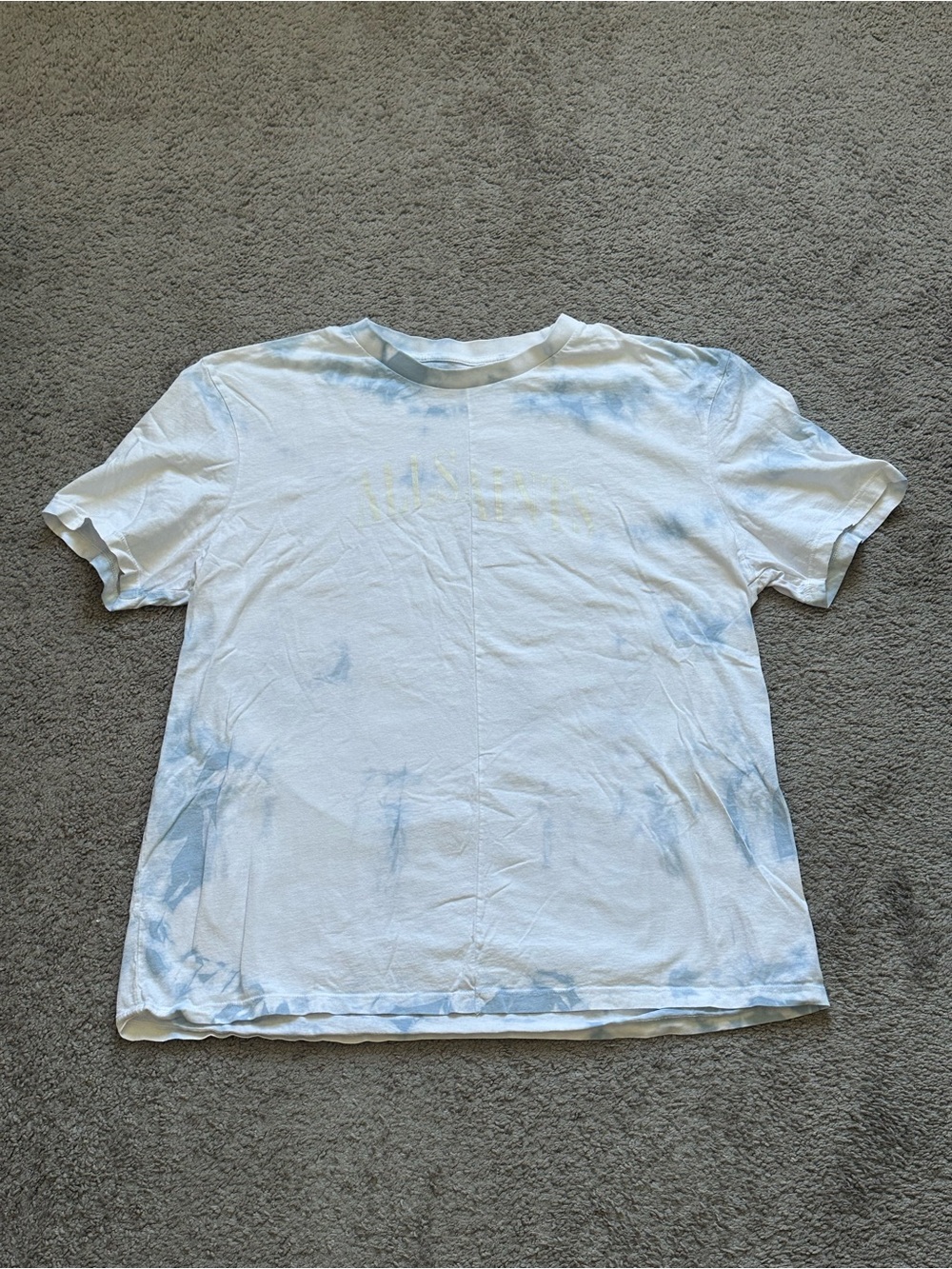 ALLSAINTS Mens White/Blue Tie-Dye Dropout short sleeve crew.